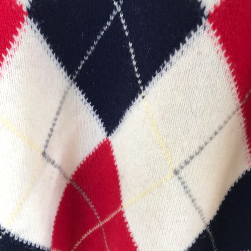 Vintage 100% Wool Sweater Blue, Red and Off White - Picture 5 of 8